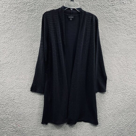 J‎ Jill Wearever Collection Cardigan Large Black Longline Draped Travel Duster - Picture 1 of 10